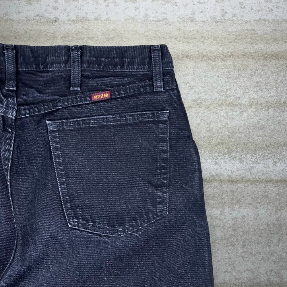 Vintage Y2K Rustler Jeans 36x30 Straight Fit Jet Black Wash Denim Opium Grunge - Picture 3 of 4